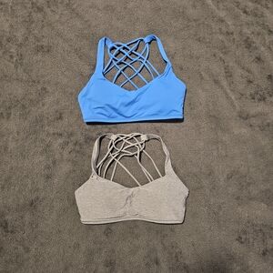 2 Lululemon Athletica Blue and Gray Strappy Sports Bras Born To Be Free size 6